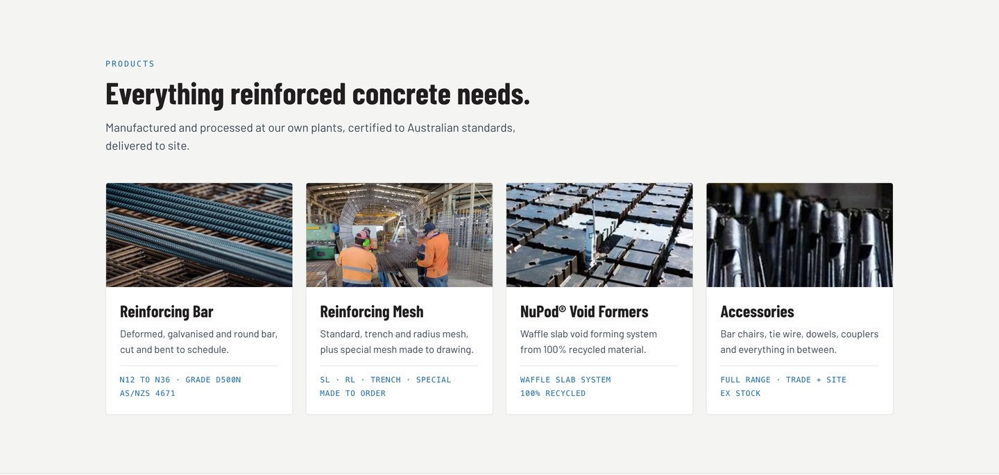 Concept render, product families grid