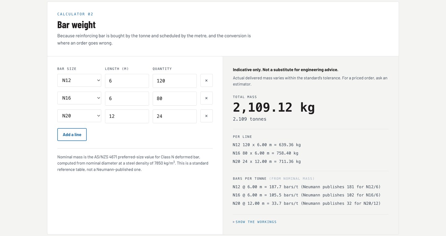 Concept render, bar weight calculator
